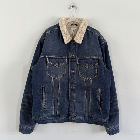 True Craft Other - NWT True Craft Denim Sherpa Lined Mens Trucker Jacket